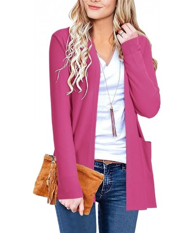 Women's Long Sleeve Open Front Cardigan Casual Tops with Pockets Long Sleeve Rose $13.86 Sweaters