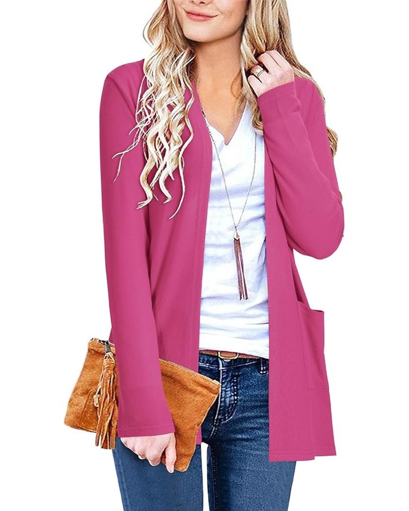 Women's Long Sleeve Open Front Cardigan Casual Tops with Pockets Long Sleeve Rose $13.86 Sweaters