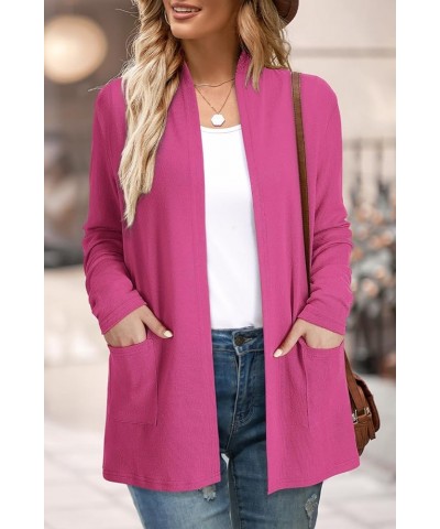 Women's Long Sleeve Open Front Cardigan Casual Tops with Pockets Long Sleeve Rose $13.86 Sweaters