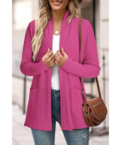 Women's Long Sleeve Open Front Cardigan Casual Tops with Pockets Long Sleeve Rose $13.86 Sweaters