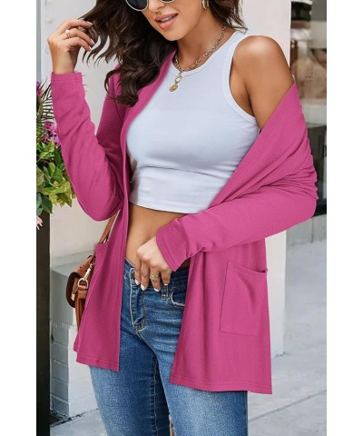 Women's Long Sleeve Open Front Cardigan Casual Tops with Pockets Long Sleeve Rose $13.86 Sweaters