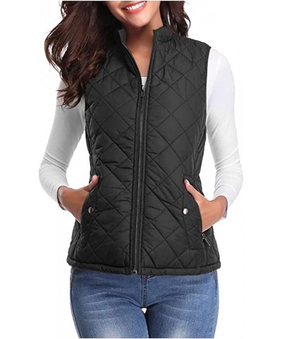 Puffer Vest Women Cropped Trendy Open Front Zip Up Sleeveless Padded Puffy Coat Lightweight Solid Stand Collar Waistcoat A01b...