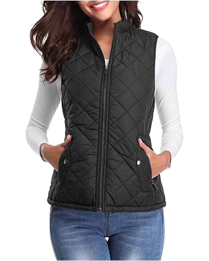 Puffer Vest Women Cropped Trendy Open Front Zip Up Sleeveless Padded Puffy Coat Lightweight Solid Stand Collar Waistcoat A01b...