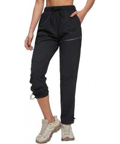 Women's Hiking Pants Quick Dry Lightweight Water Resistant Elastic Waist Cargo Pants Black $24.77 Activewear