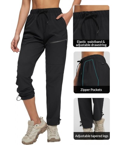 Women's Hiking Pants Quick Dry Lightweight Water Resistant Elastic Waist Cargo Pants Black $24.77 Activewear