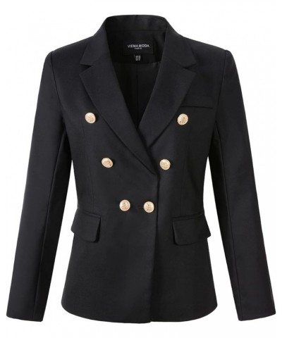 Womens Double Breasted Blazer Ladies Jacket Work Suit Black $23.96 Suits