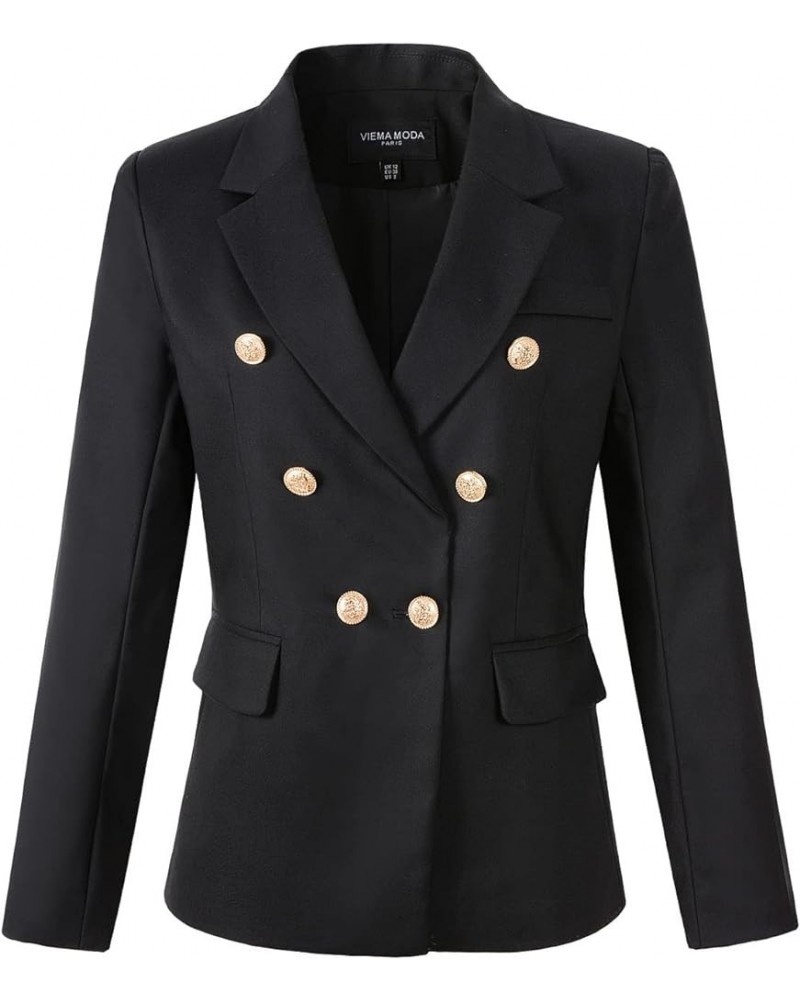 Womens Double Breasted Blazer Ladies Jacket Work Suit Black $23.96 Suits