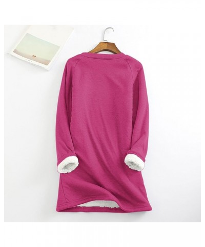 Womens Long Sleeve Comfortable Sweatshirts V Neck Thick Fleece Pullover Tops Soft Warm Winter Sweatshirt 05 Hot Pink $10.06 H...