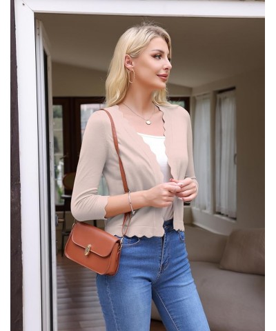 Women's 3/4 Sleeve Cropped Cardigan Sweaters Knit Open Front Bolero Short Shrugs for Dresses Light Pink $12.09 Sweaters