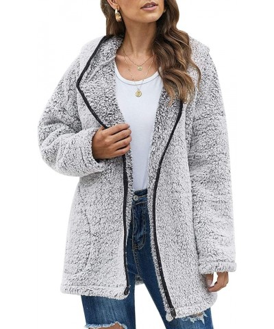 Womens Fleece Hooded Coats Full Zipper Soft Hoodies Cardigan Jacket Winter Fuzzy Outwear Coat with Pockets Grey Black $26.78 ...