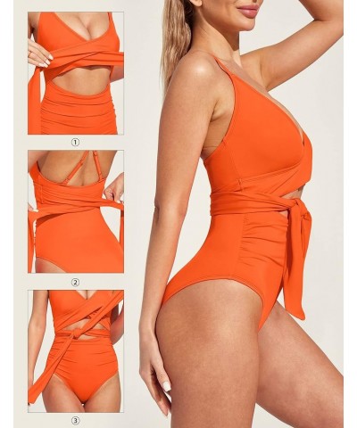 One Piece Bathing Suit for Women Tummy Control Swimsuits for Women Cutout Slimming Swimsuit Womens Bathing Suits Orange $13.4...