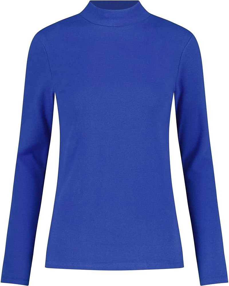 Women's Long Sleeve Mock Turtleneck Tops Casual Slim Fitted Stretch Knit Shirts 08-blue $10.87 Activewear