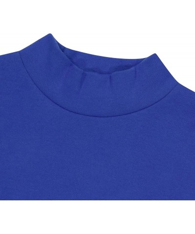 Women's Long Sleeve Mock Turtleneck Tops Casual Slim Fitted Stretch Knit Shirts 08-blue $10.87 Activewear