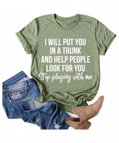 Women's Graphic Letter Print Tee Round Neck Short Sleeve T Shirt Tops Summer Loose Fit Casual Funny Tunic Blouse Green $8.99 ...