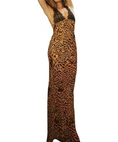 Chic Women Vintage Satin Maxi Dress Elegant Backless Spaghetti Strap Bodycon Long Dress Sexy Y2K Club Party Dress Q-leopard $...