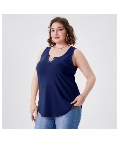 Plus Size Tank Tops for Women V/Round Neck with Zipper/Ring Hole Sleeveless Shirt Casual Oversized Tie Dye Tank XL-5XL 01-392...