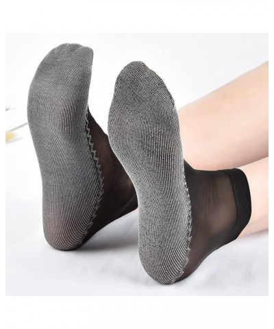 10 Pairs Silky Nylon soft & breathable Ankle Socks for Girls, Cotton Sole Thin Elastic Socks for Women Black $7.64 Activewear