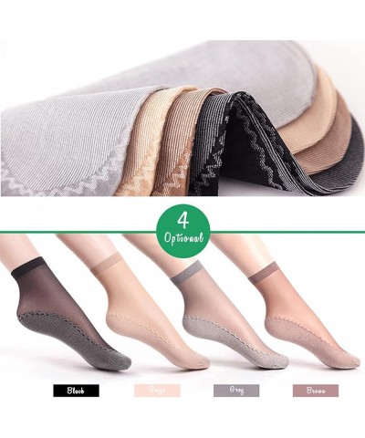 10 Pairs Silky Nylon soft & breathable Ankle Socks for Girls, Cotton Sole Thin Elastic Socks for Women Black $7.64 Activewear