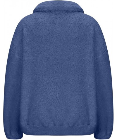 Women Sherpa Pullover Half Zip Fuzzy Fleece Oversized Sweatshirt Long Sleeve Plush Quarter Zip Pullover with Pocket B-blue $9...