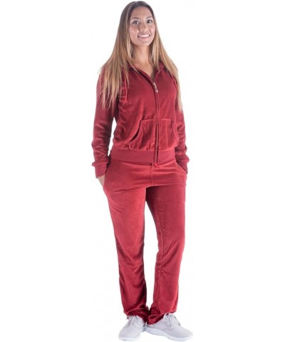 Womens Jogging Suits Sets Running Velour Outfit Zipper Warm Up 2 Pieces Hoodie and Pant Tracksuit Red-ljs200 Set $22.39 Activ...