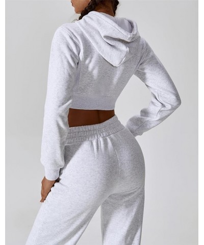 Women's Long Sleeve Cropped Zip Up Hoodies Sweatshirt Fall Winter Cozy Fleece Jacket Gray $16.99 Hoodies & Sweatshirts