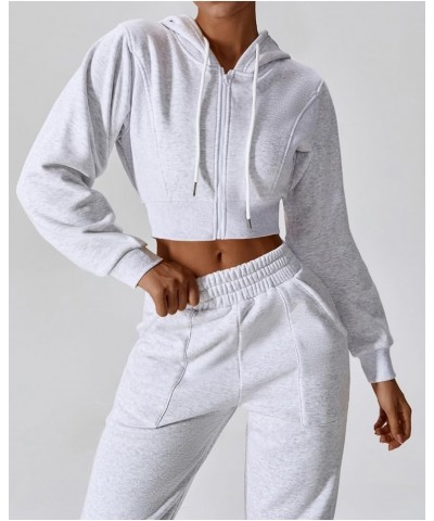 Women's Long Sleeve Cropped Zip Up Hoodies Sweatshirt Fall Winter Cozy Fleece Jacket Gray $16.99 Hoodies & Sweatshirts