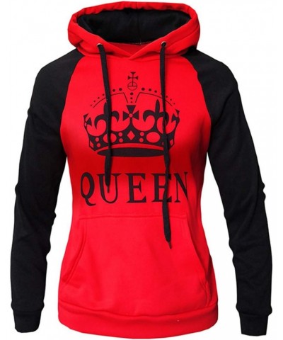 Womens Couple Sweatshirt Hoodie Casual King Queen Sweatshirts Pullover Red Women S/Men L $22.50 Hoodies & Sweatshirts