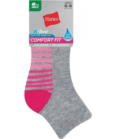 Women's 6-Pair Comfort Fit Ankle Socks Grey $8.48 Activewear