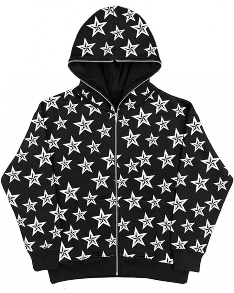 Y2k Hoodies Sweatshirt Star Print Jackets Women Aesthetic Oversized Zip Up Hoodies Streetwear Vintage Black $13.10 Hoodies & ...