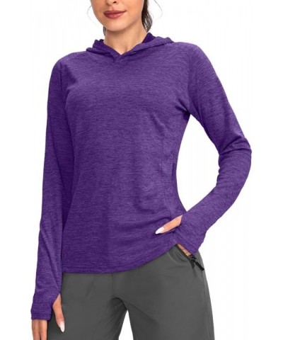 Women's UPF 50+ Sun Protection Shirt Long Sleeve Lightweight Hoodie UV Shirts for Women Hiking Fishing Outdoor Heather Purple...