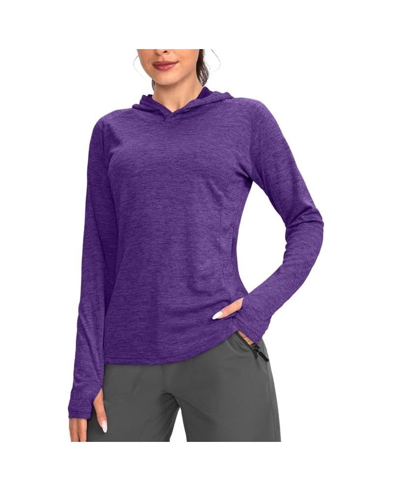 Women's UPF 50+ Sun Protection Shirt Long Sleeve Lightweight Hoodie UV Shirts for Women Hiking Fishing Outdoor Heather Purple...