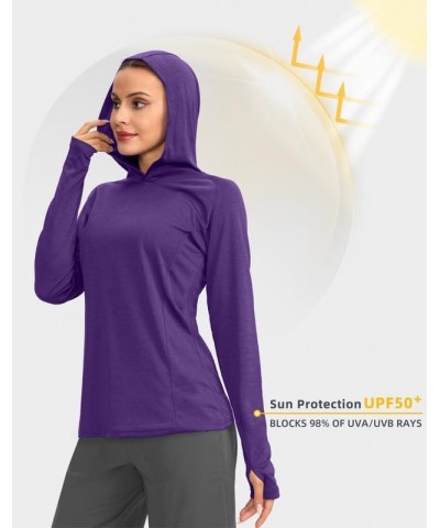 Women's UPF 50+ Sun Protection Shirt Long Sleeve Lightweight Hoodie UV Shirts for Women Hiking Fishing Outdoor Heather Purple...