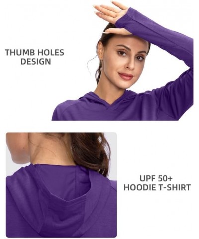 Women's UPF 50+ Sun Protection Shirt Long Sleeve Lightweight Hoodie UV Shirts for Women Hiking Fishing Outdoor Heather Purple...