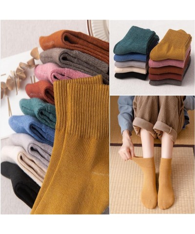 5-Pairs Women Soft Cotton Ankle Crew Socks,Boot Socks for Women,Cozy Crew Socks Solid Color Gifts Black & Brick Red $11.34 Ac...