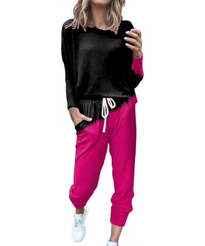 2 Piece Outfit for Women 2023 Casual Trendy Women Lounge Matching Sets Outfit Long Pant Set Sweatsuits Tracksuits 01-hot Pink...