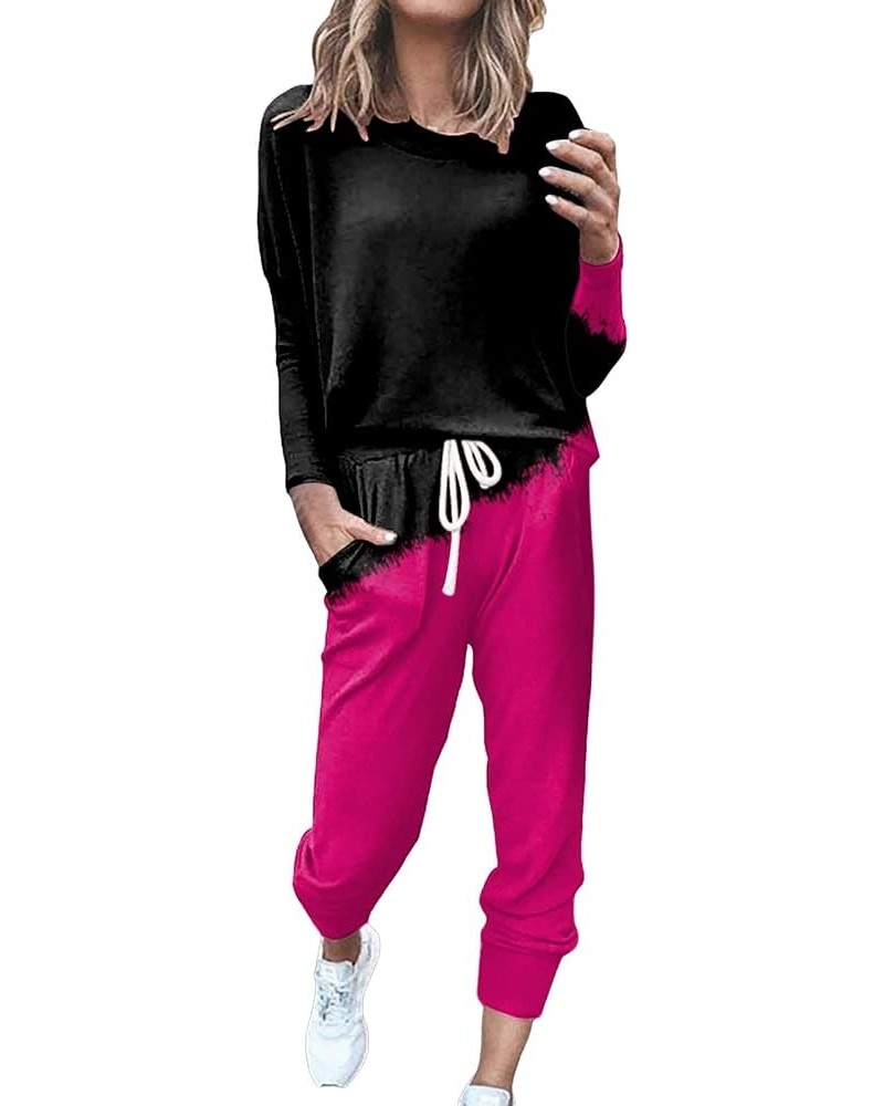 2 Piece Outfit for Women 2023 Casual Trendy Women Lounge Matching Sets Outfit Long Pant Set Sweatsuits Tracksuits 01-hot Pink...