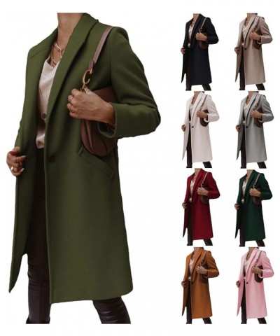 Women's Winter Wool Coat Jackets Elegant Notched Collar Double Breasted Over Coat Midi Peacoat Trench Coats Outwear C-beige $...