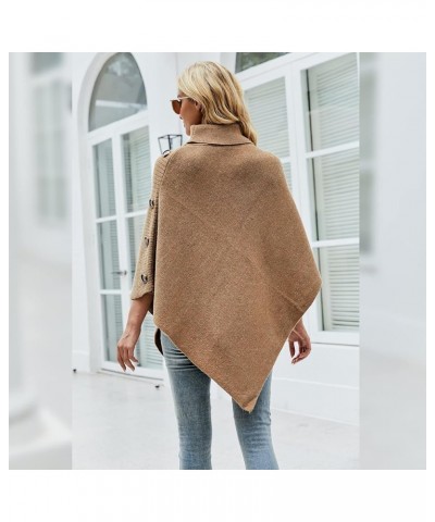 Women Turtleneck Knit Sweater 3/4 Sleeve Asymmetric Hem Oversized Fall Winter Sweaters Casual Pullover Jumper Khaki $18.89 Sw...