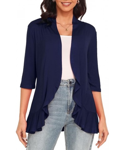 Women's 3/4 Sleeve Cardigan (S-3XL) Navy Blue $10.06 Sweaters