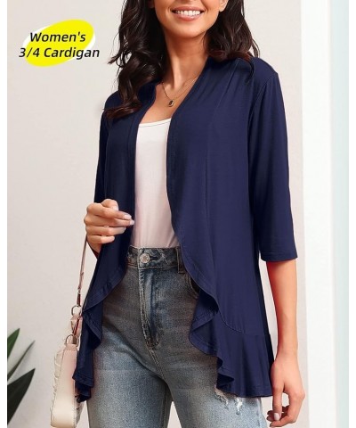 Women's 3/4 Sleeve Cardigan (S-3XL) Navy Blue $10.06 Sweaters