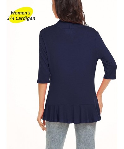 Women's 3/4 Sleeve Cardigan (S-3XL) Navy Blue $10.06 Sweaters