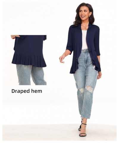 Women's 3/4 Sleeve Cardigan (S-3XL) Navy Blue $10.06 Sweaters