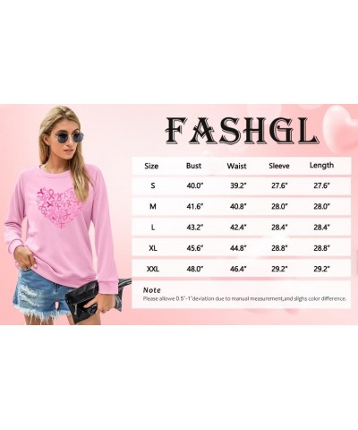 Breast Cancer Awareness Sweatshirt Women Pink Ribbon heart Graphic Shirt Casual Long Sleeve Pullover Blouse Pink $15.87 Hoodi...