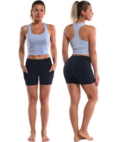 2.5"/4" Basic/Out Pockets High Waist Women's Yoga Shorts Tummy Control 4 Way Stretch Workout Running Shorts 5" inseam 5" Side...