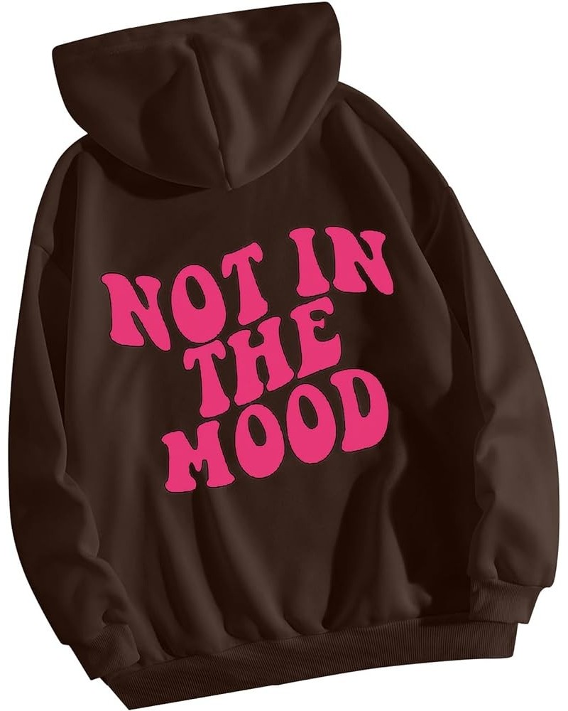 Women's Casual Letter Graphic Print Long Sleeve Pullover Hoodie Sweatshirt Tops Brown $14.85 Hoodies & Sweatshirts