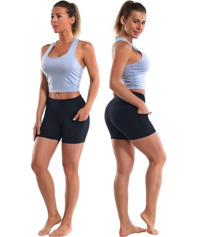 2.5"/4" Basic/Out Pockets High Waist Women's Yoga Shorts Tummy Control 4 Way Stretch Workout Running Shorts 5" inseam 5" Side...