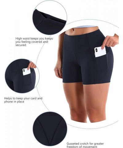 2.5"/4" Basic/Out Pockets High Waist Women's Yoga Shorts Tummy Control 4 Way Stretch Workout Running Shorts 5" inseam 5" Side...