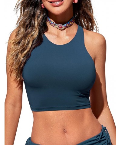 Women's Racerback Bikini Tops Quick Dry Modest Swimsuit Top Sports Padded Bathing Suit Insignia Blue $14.85 Swimsuits