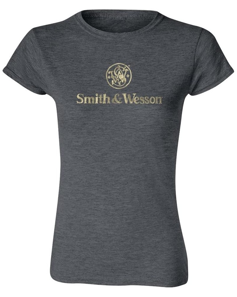 Women's Logo T-Shirt, Officially Licensed Stacked Logo S&W Gun Tee, Smoke Heather Grey $12.18 T-Shirts