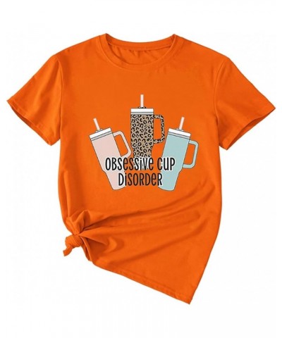 Obsessive Cup Disorder T-Shirt Leopard Cute Bottle Pattern Tees Women Funny Sayings Shirts Short Sleeve Casual Pullover Tops ...